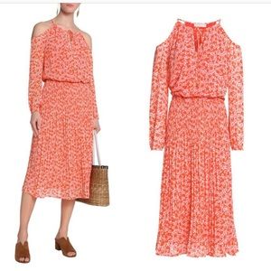 Michael Kors Cold Shoulder Tie Neck Crepe Dress